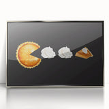 Mid-century modernist art depicting fall trees in muted orange and brown tones on a framed acrylic.