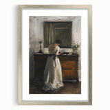 Abstract figurative artwork framed in a sleek silver mat, showcasing vibrant colors and dynamic shapes, perfect for modern home decor and artistic expression.