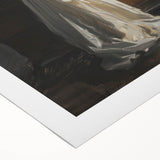 Abstract figurative art on rolled canvas showcasing vibrant colors and dynamic shapes, perfect for modern decor. Packaged in a protective cardboard tube for safe delivery.