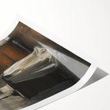 Abstract figurative art print showcasing vibrant colors and fluid shapes, rolled for easy transport, ideal for modern home decor or gallery spaces.