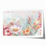 Abstract floral design rolled print featuring vibrant colors like blue, pink, and green, showcasing intricate patterns and textures, ideal for modern home decor.