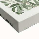 Close-up of a vibrant abstract floral design on stretched canvas, showcasing intricate brush strokes and rich colors, perfect for modern home decor.