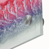 Close-up of an abstract landscape design printed on acrylic glass, showcasing vibrant colors and intricate textures, ideal for modern home decor.