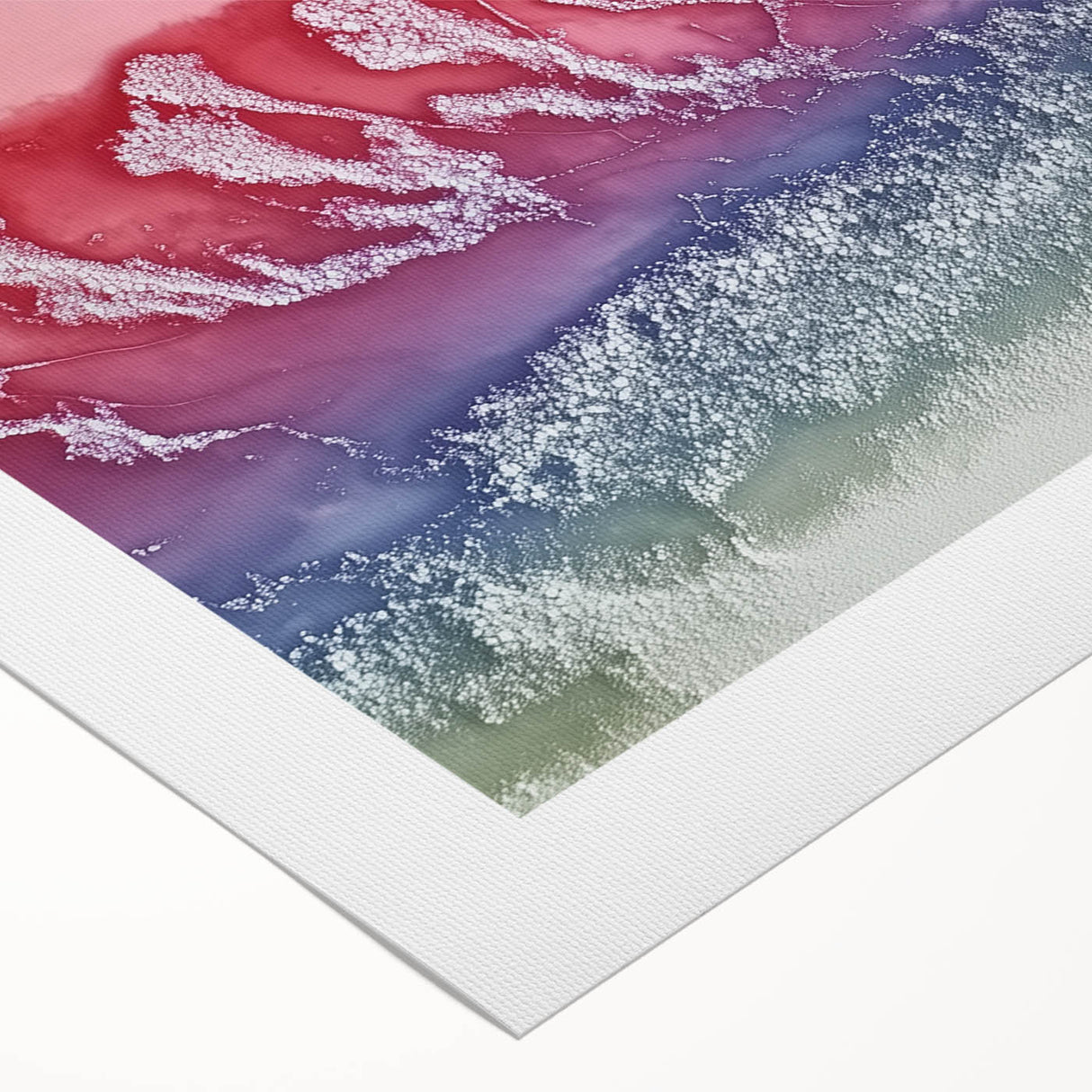 Abstract landscape rolled canvas artwork showcasing vibrant hues of blue, green, and orange, perfect for modern home decor. Ideal for art enthusiasts seeking unique wall accents.
