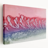 Abstract landscape stretched canvas artwork showcasing a serene blend of earth tones and vibrant hues, ideal for modern home decor. The side view highlights the canvas's depth and texture, making it a perfect centerpiece for any room.