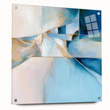 Geometric Abstract Wall Decor – Cool Blue & Gold Modern Canvas