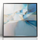 Geometric Abstract Wall Decor – Cool Blue & Gold Modern Canvas