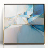 Geometric Abstract Wall Decor – Cool Blue & Gold Modern Canvas