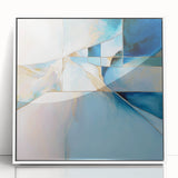 Geometric Abstract Wall Decor – Cool Blue & Gold Modern Canvas