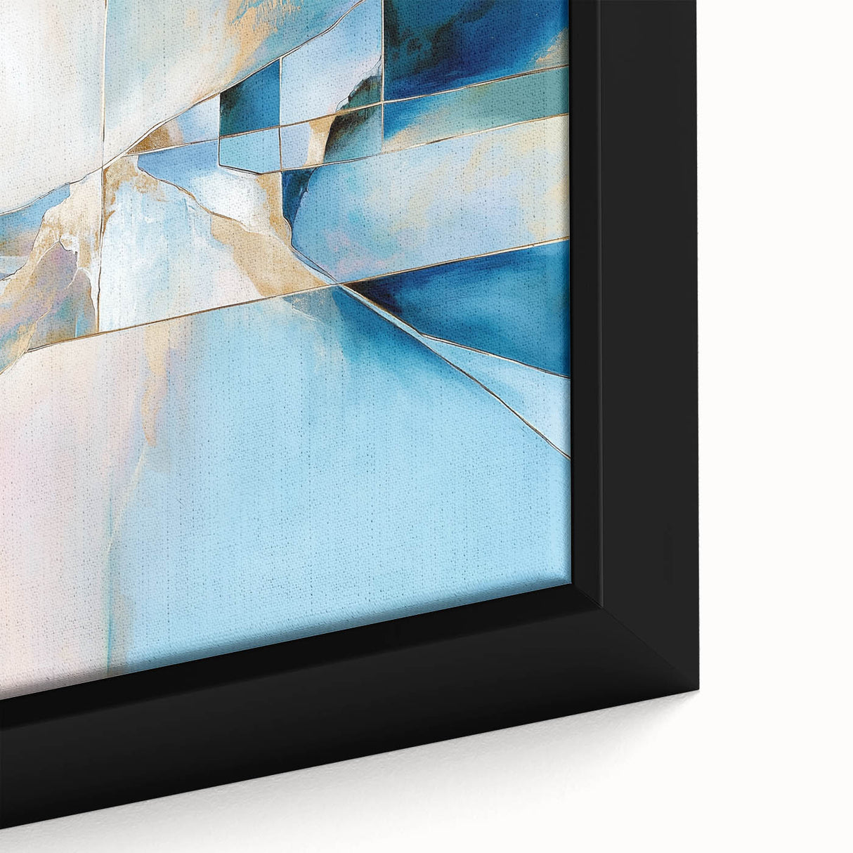 Geometric Abstract Wall Decor – Cool Blue & Gold Modern Canvas