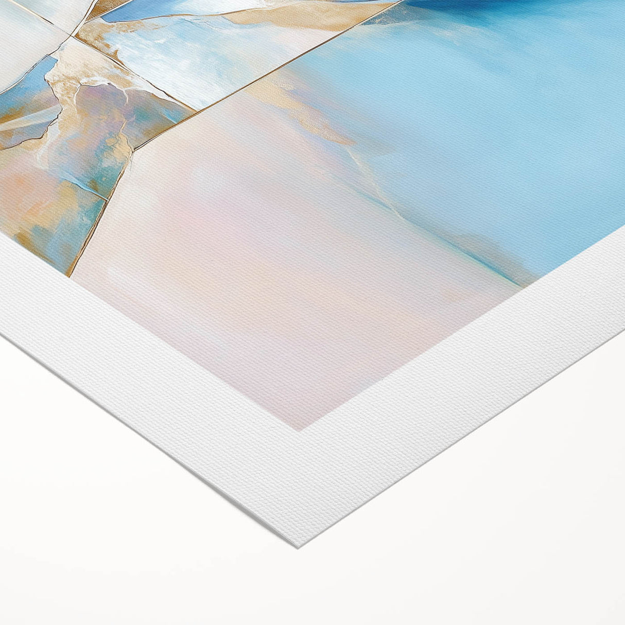 Geometric Abstract Wall Decor – Cool Blue & Gold Modern Canvas