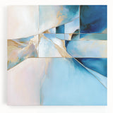 Geometric Abstract Wall Decor – Cool Blue & Gold Modern Canvas