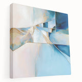 Geometric Abstract Wall Decor – Cool Blue & Gold Modern Canvas