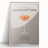 Art deco poster featuring a stylized cocktail, rendered in vibrant neon colors on a white acrylic frame.