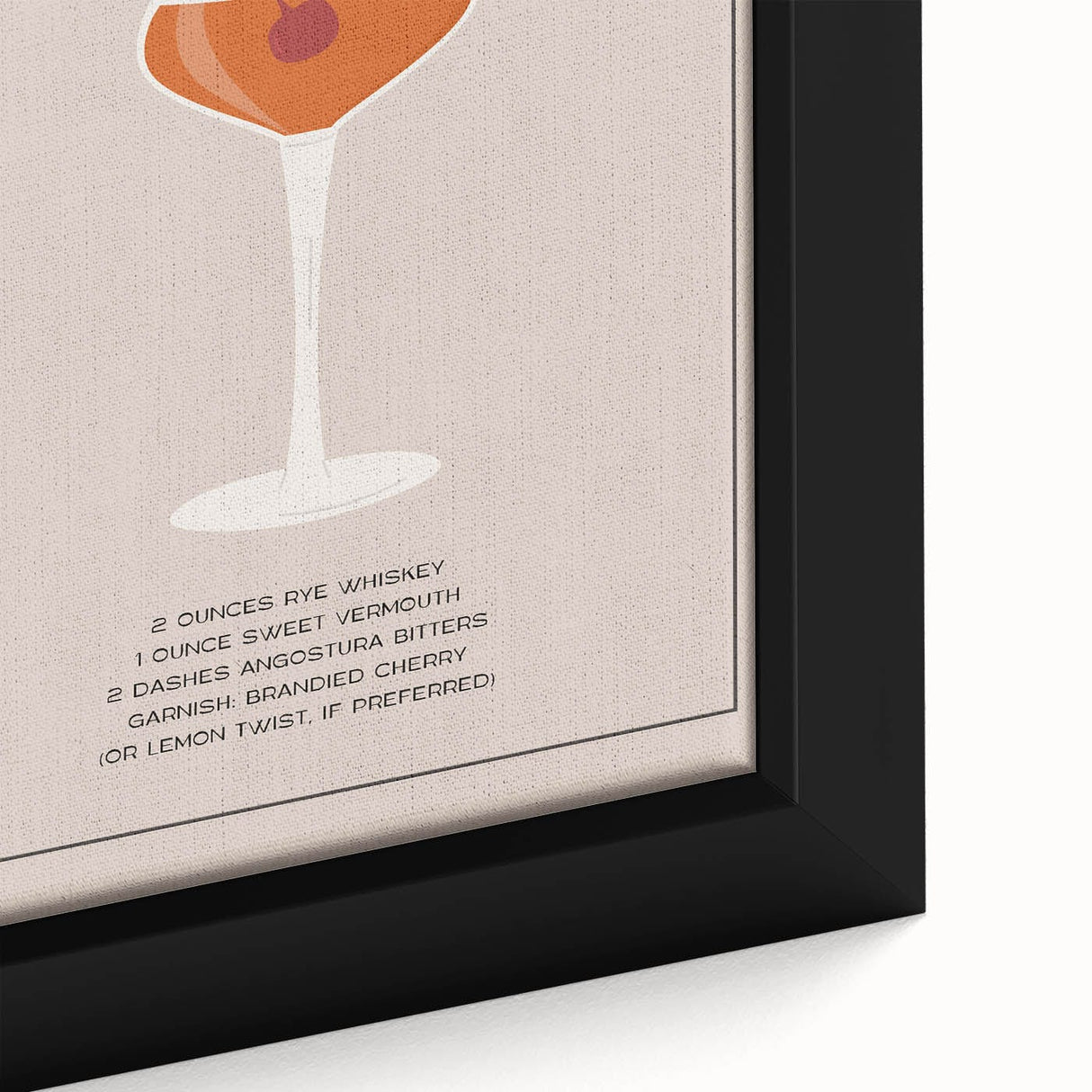 Extra large black wall art featuring colorful, textured food and drink motifs on a framed canvas.