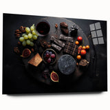 Large abstract wall art featuring assorted fruits in vibrant colors on acrylic glass.