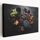 Large canvas featuring an assortment of vibrant fruits, ideal for kitchen wall art.