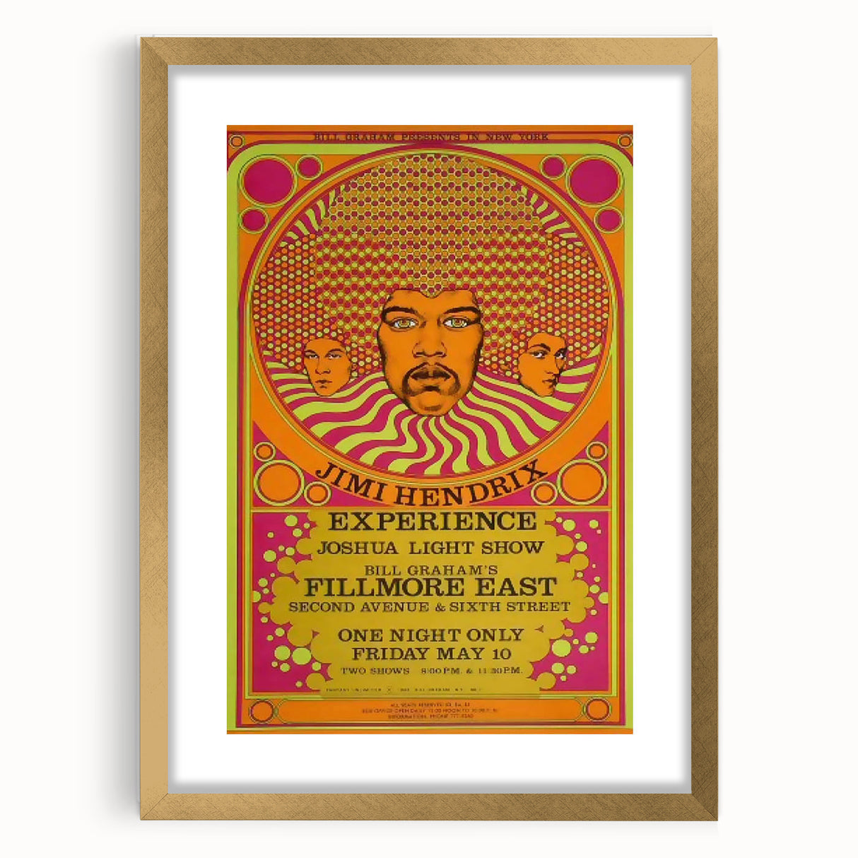 Jimi Hendrix Psychedelic Poster – Vintage Fillmore East Wall Art