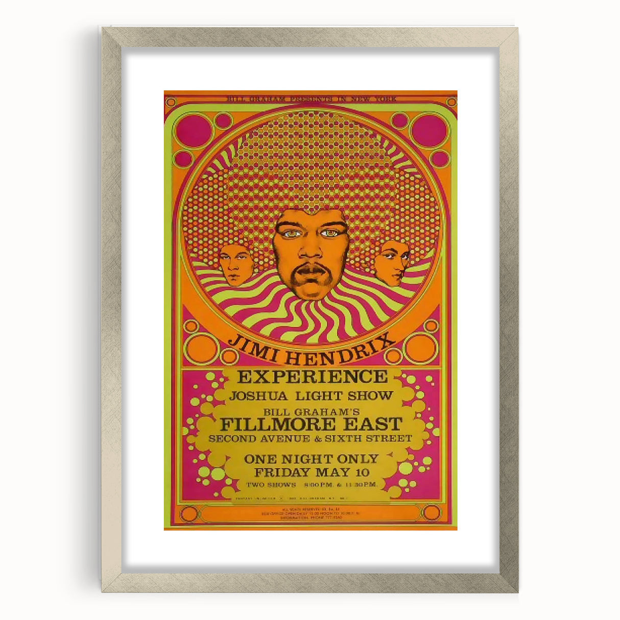 Jimi Hendrix Psychedelic Poster – Vintage Fillmore East Wall Art