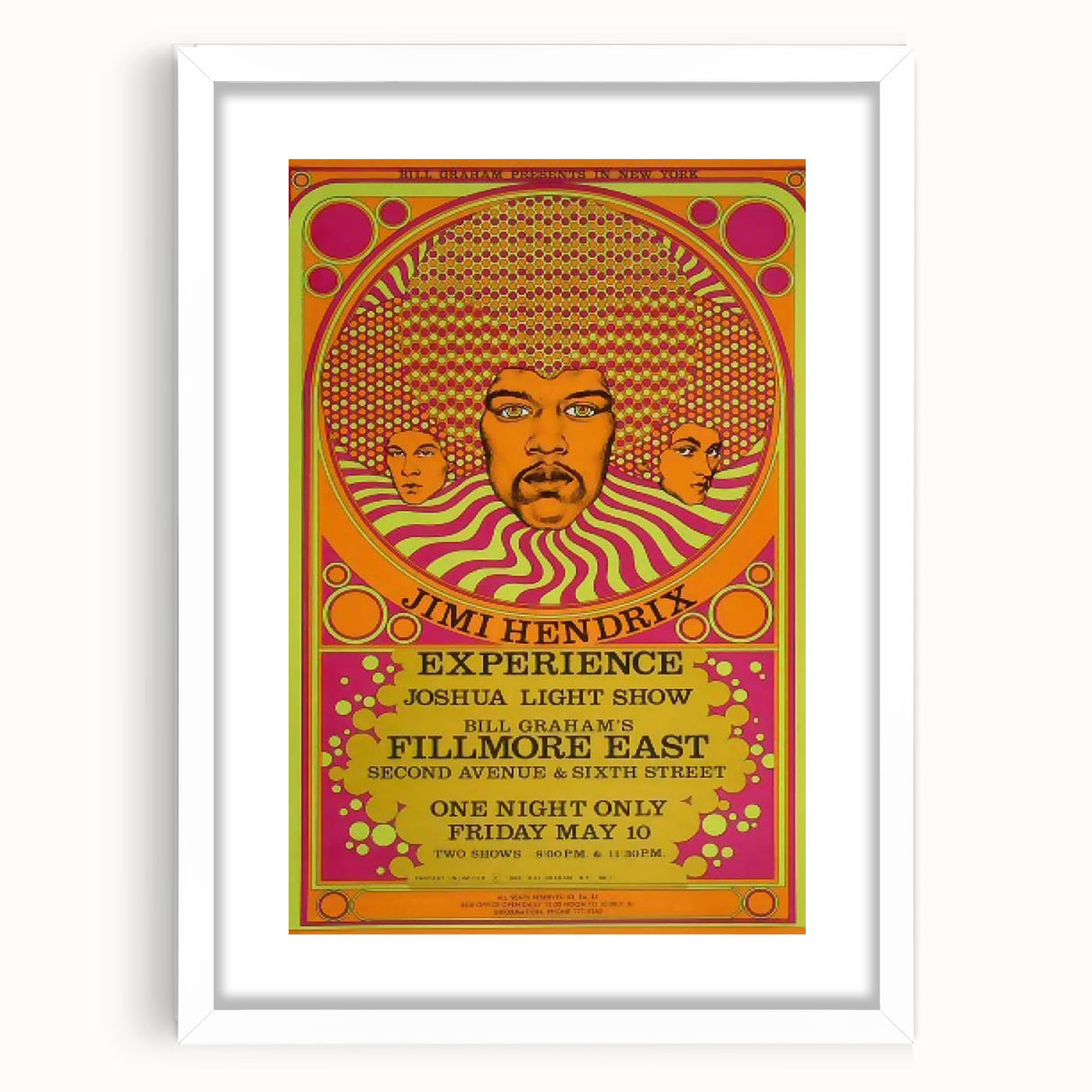 Jimi Hendrix Psychedelic Poster – Vintage Fillmore East Wall Art