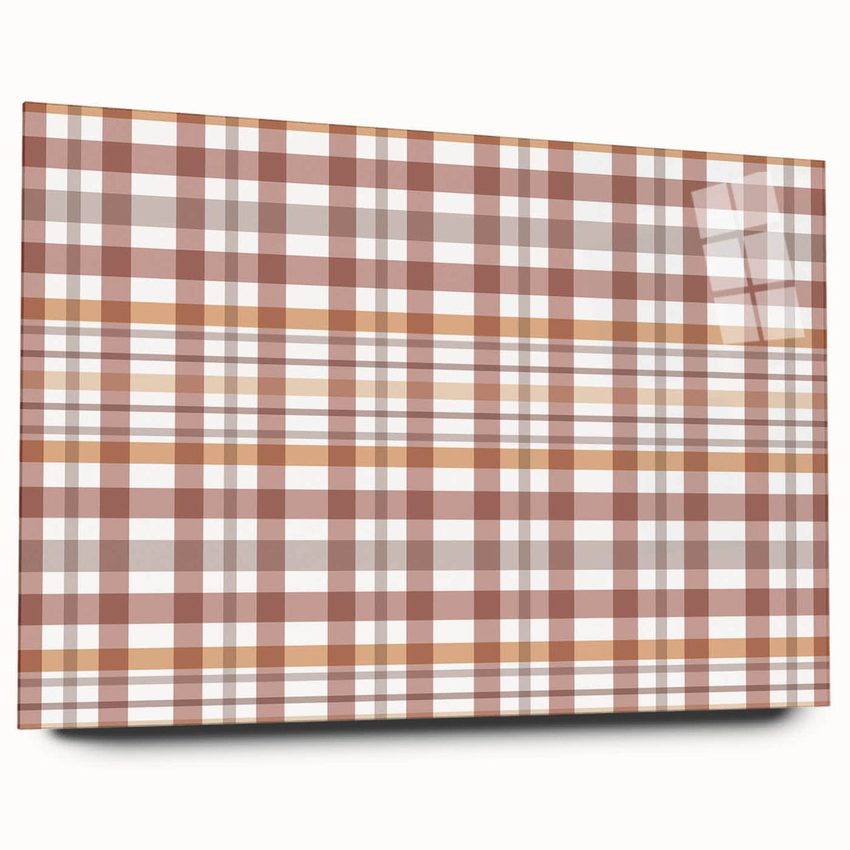 Large abstract wall art on acrylic glass featuring swirls of orange and brown, suitable for bedroom or dining room decor.