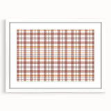 Abstract art print featuring swirling autumnal hues on a white-framed canvas, suitable for bedroom or dining room decor.