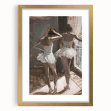 Abstract figurative artwork framed in gold, showcasing vibrant colors and dynamic shapes, perfect for modern home decor. Ideal for adding a touch of elegance to any space.