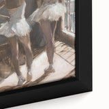 Close-up view of an abstract figurative framed canvas art piece, showcasing vibrant colors and intricate textures, perfect for modern home décor or art collections.