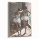 Abstract figurative framed canvas artwork showcasing a modern design with silver accents, viewed from the side, ideal for contemporary home decor. Perfect for enhancing living spaces with a touch of elegance.