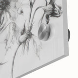 Close-up of vibrant abstract floral acrylic artwork on glass, showcasing intricate details and bold colors, perfect for modern home decor.