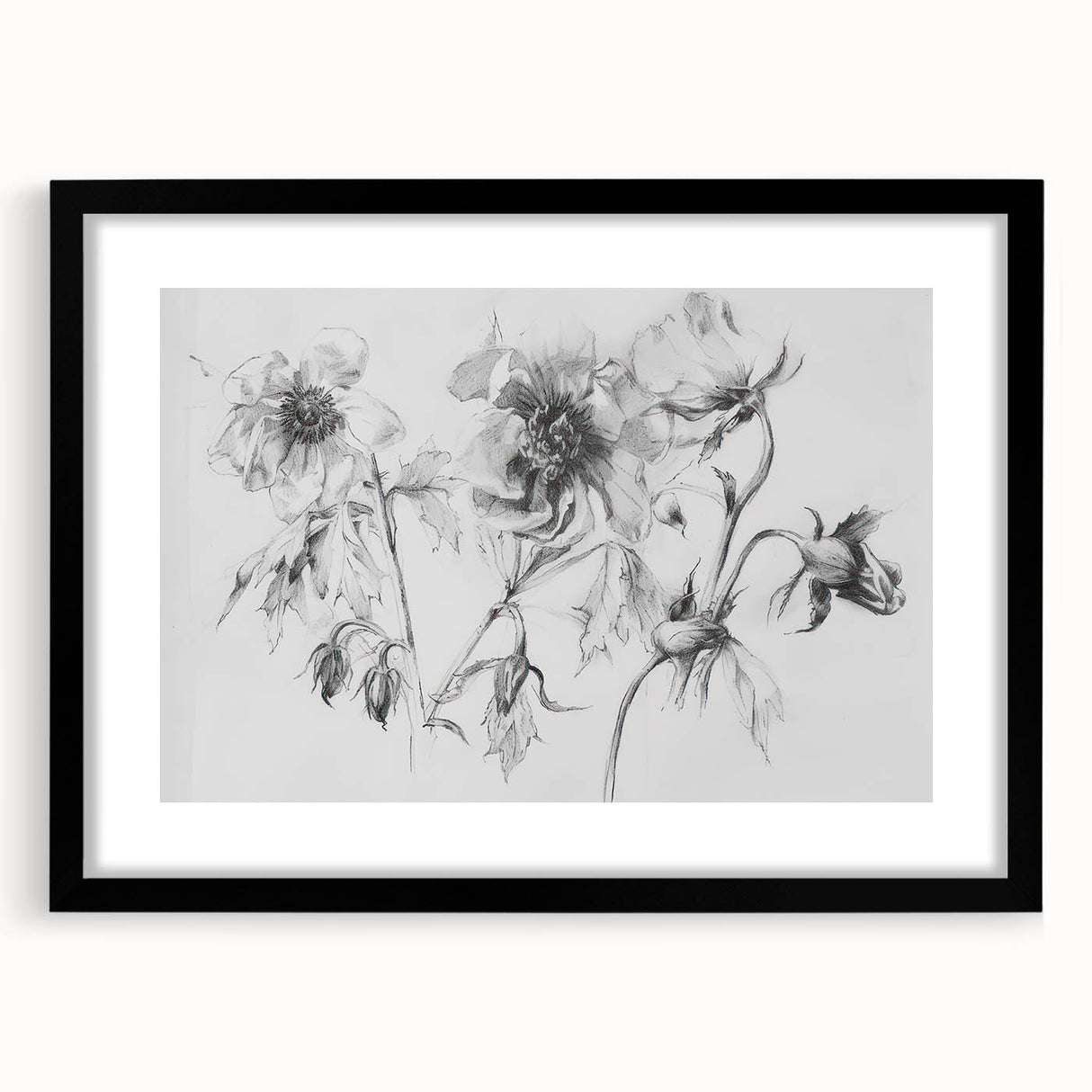 Abstract floral design framed in black, showcasing vibrant colors and intricate patterns, perfect for modern home decor. Ideal for enhancing living spaces with elegance.