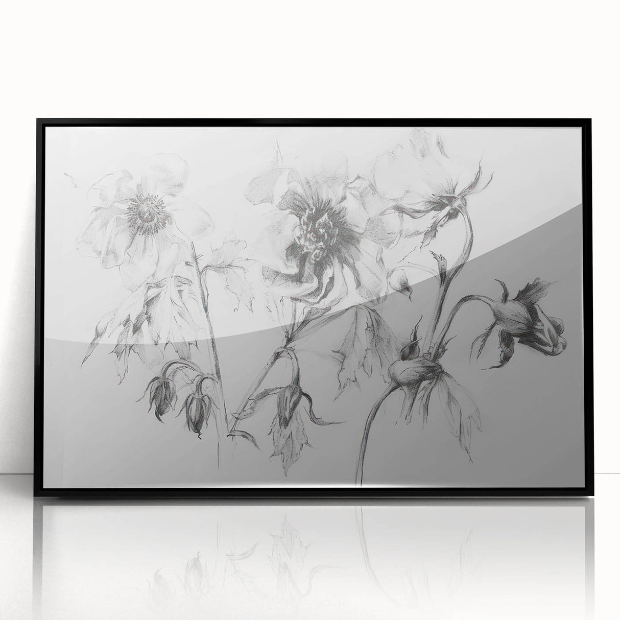 Framed abstract floral artwork in black acrylic, showcasing vibrant colors and intricate details, perfect for modern home decor and enhancing interior aesthetics.