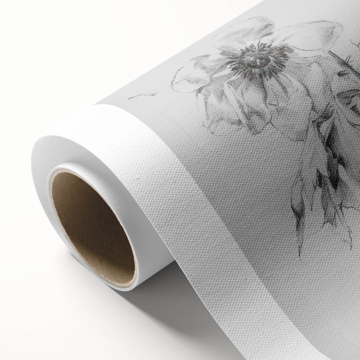 Abstract floral design rolled canvas artwork showcasing vibrant colors and intricate patterns, elegantly presented in a protective cardboard tube for easy display.