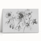 Abstract floral stretched canvas artwork featuring vibrant colors and intricate designs, elegantly leaning against a wall, ideal for modern home decor.