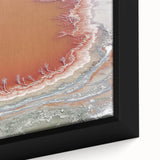 Close-up view of an abstract landscape framed canvas artwork showcasing vibrant colors and intricate textures, perfect for modern home decor and artistic expression.
