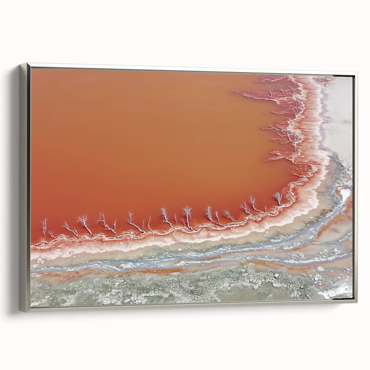 Framed abstract landscape canvas art showcasing a serene silver-toned design with soft hues, perfect for modern home decor, enhancing any interior space.