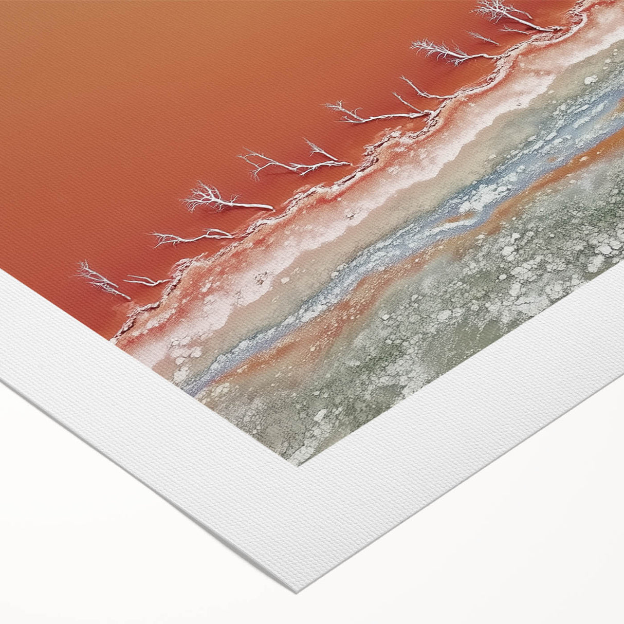 Abstract landscape rolled canvas artwork showcasing vibrant hues of blue and orange, depicting a serene sunset over rolling hills, ideal for modern home decor.