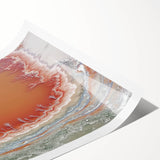 Abstract landscape rolled print showcasing vibrant colors and fluid shapes, perfect for modern home decor. Packaged securely in a cardboard tube for delivery.