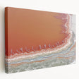 Abstract landscape canvas art showcasing vibrant colors and flowing shapes, displayed from the side view, perfect for modern home decor and artistic ambiance.