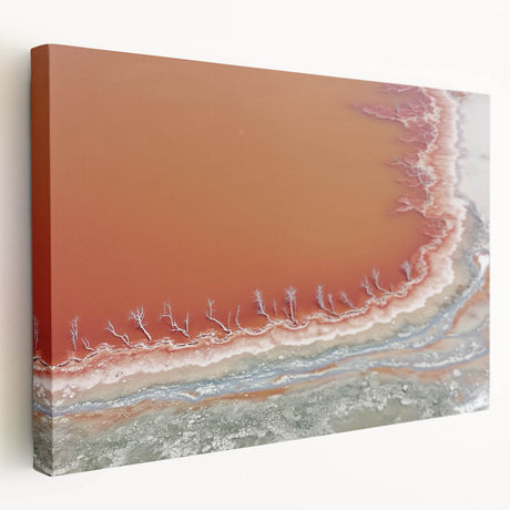 Abstract landscape canvas art showcasing vibrant colors and flowing shapes, displayed from the side view, perfect for modern home decor and artistic ambiance.