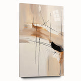 Abstract minimalist wall art piece displayed in an acrylic glass frame, showcasing fluid shapes and soft color gradients, ideal for modern home decor.