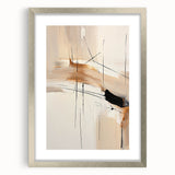 Abstract minimalist wall art framed in silver, showcasing geometric patterns and soft neutral tones, ideal for modern home decor and artistic expression.