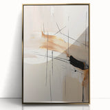 Framed abstract minimalist wall art featuring gold accents against a white background, showcasing a sleek and modern design ideal for contemporary home decor.