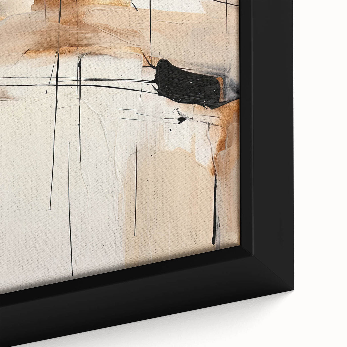 Close-up of framed abstract minimalist wall art with vibrant colors, showcasing geometric shapes and subtle textures, ideal for modern home decor.