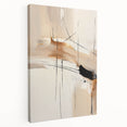 Abstract minimalist wall art on a stretched canvas, showcasing soft pastel colors and fluid shapes, perfect for modern home decor or office spaces.