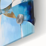Colorful Abstract Wall Art – Blue, Peach & Gold Modern Canvas Decor