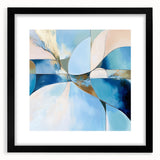 Colorful Abstract Wall Art – Blue, Peach & Gold Modern Canvas Decor