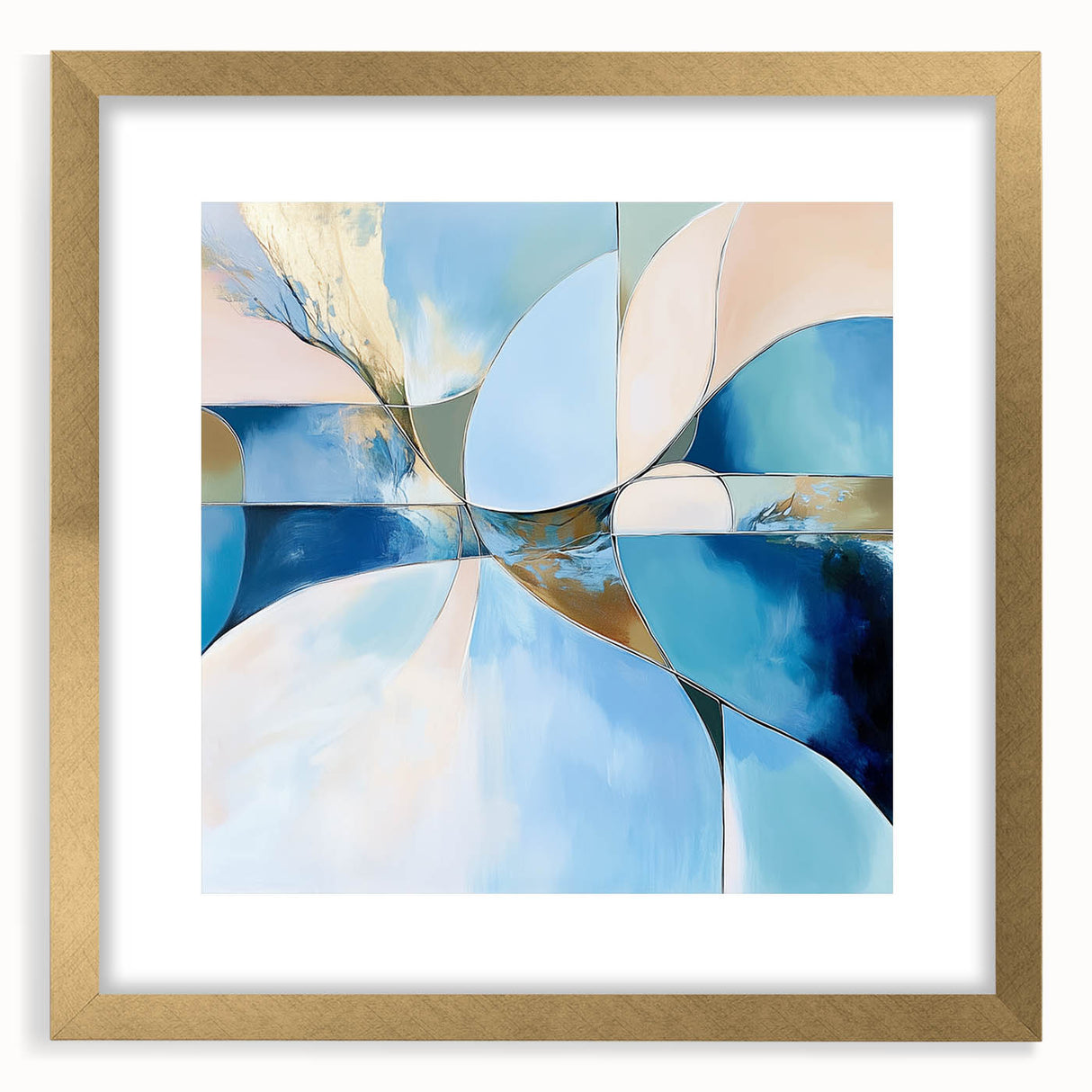 Colorful Abstract Wall Art – Blue, Peach & Gold Modern Canvas Decor