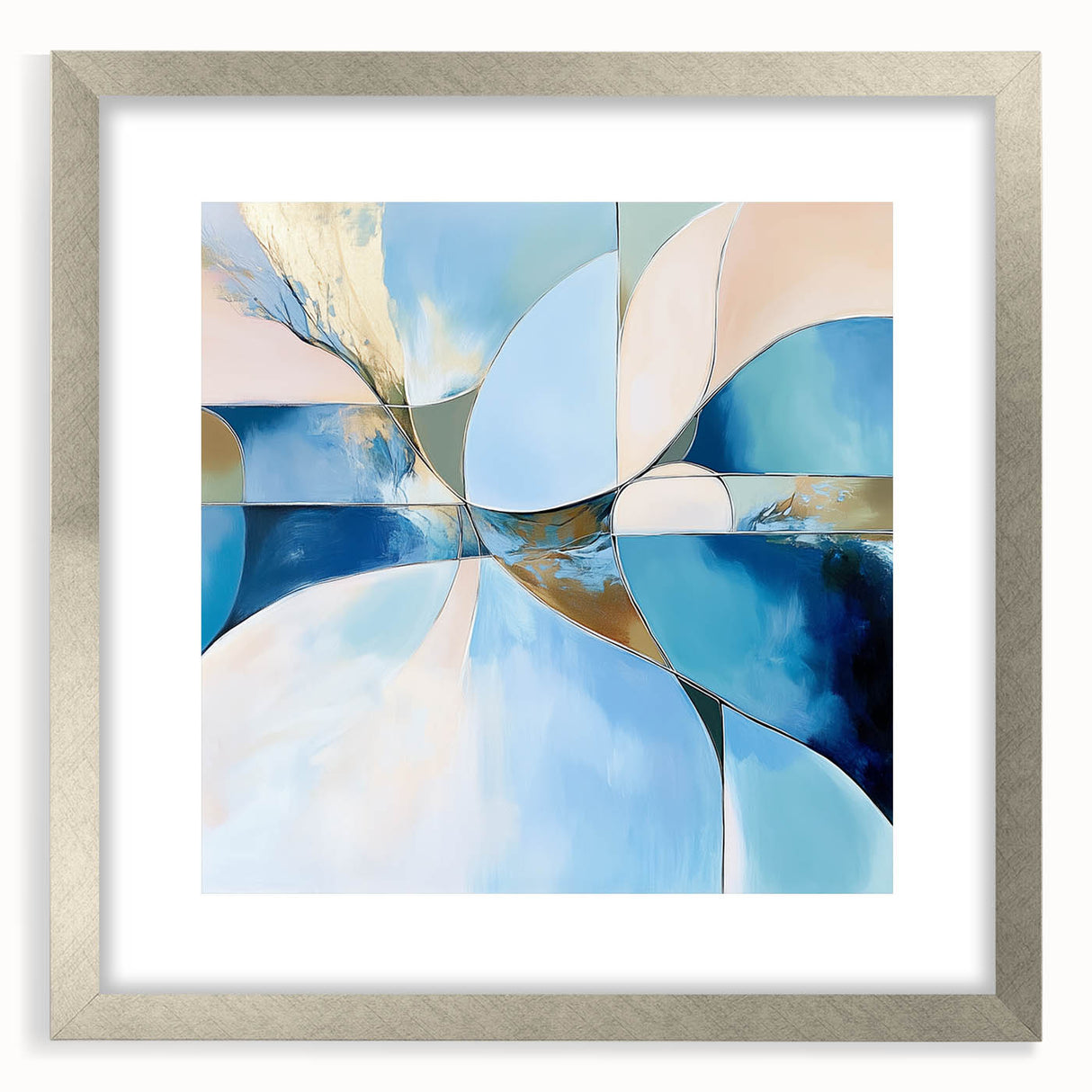 Colorful Abstract Wall Art – Blue, Peach & Gold Modern Canvas Decor
