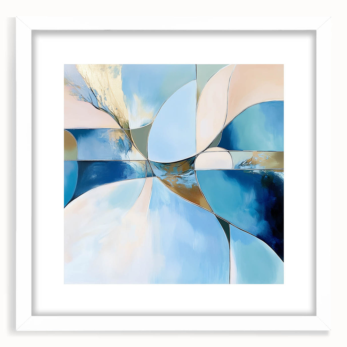Colorful Abstract Wall Art – Blue, Peach & Gold Modern Canvas Decor